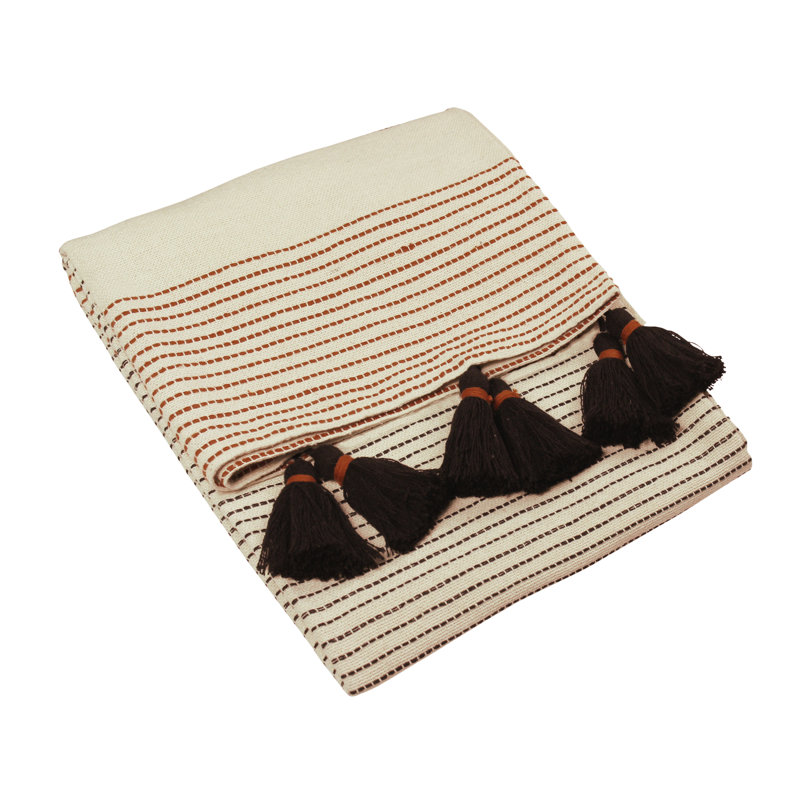 Hand Woven Throw Blanket, Pecan/Black