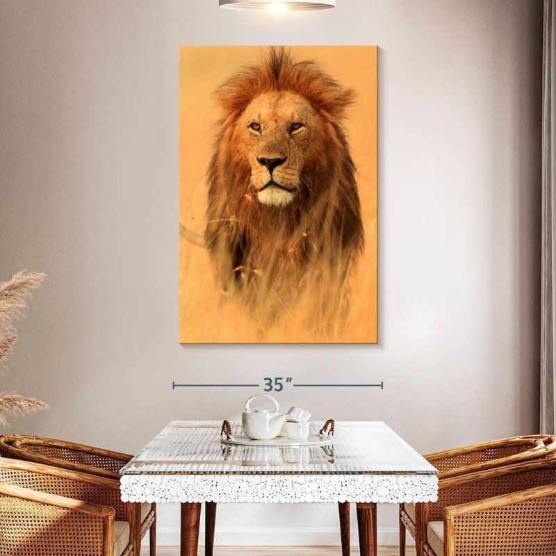Brampt Watchful Savannah Lion, 51" H x 34" W
