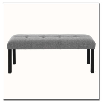 Modern Tufted Linen Dining Bench