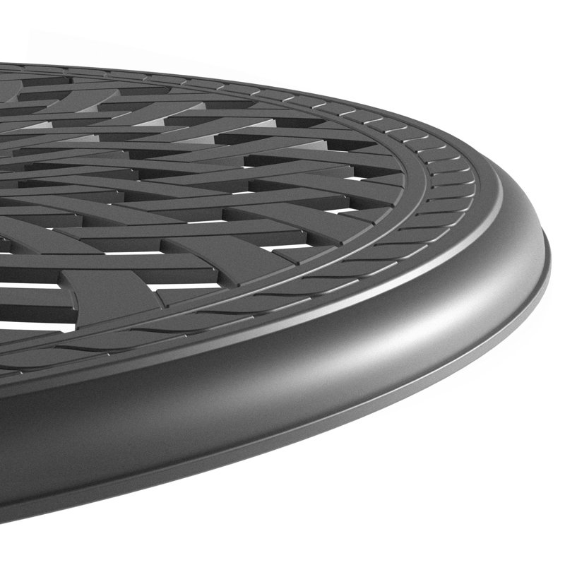 Table de salle à manger 30,71 pouces en fonte d'aluminium avec structure noire et trou pour parasol