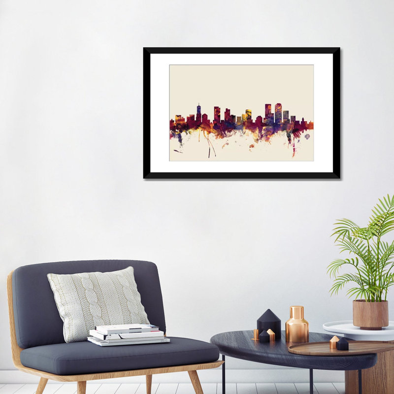 «Skyline Series»: Denver, Colorado, États-Unis, reproduction d'art sur toile tendue, H 24 po x l 32 po x P 1 po, Blanc