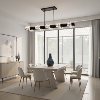 Lustre rectangulaire en cristal de style campagnard 39,5 po - 10 lumières réglables avec ampoules G9 incluses