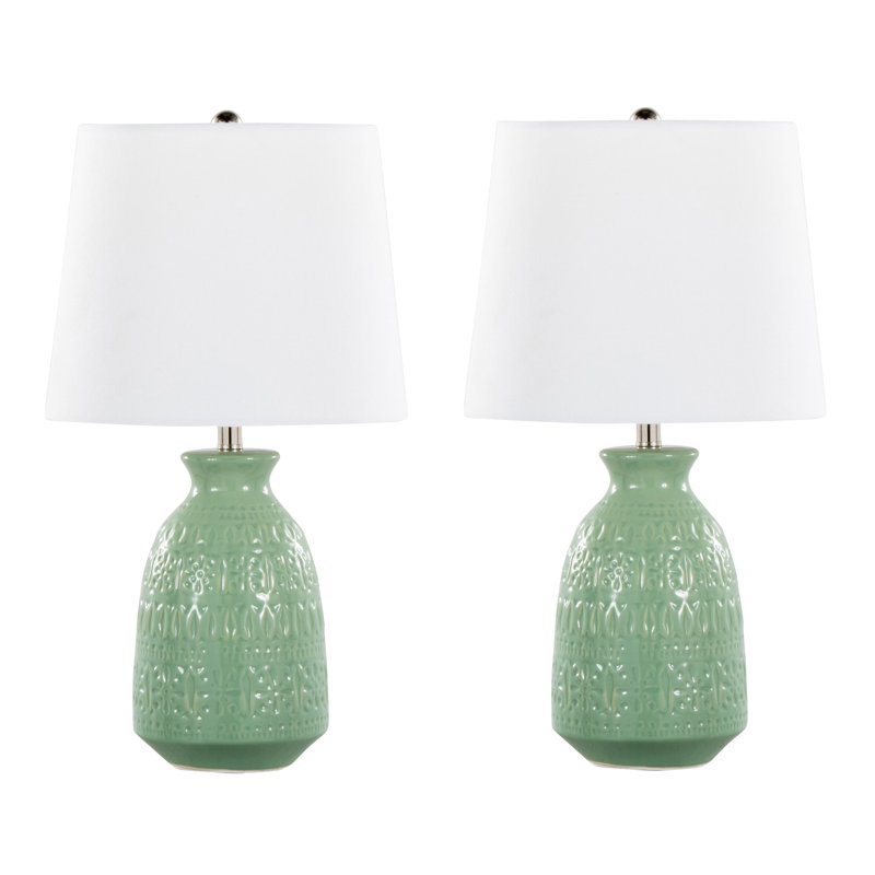 Talon 20" Ceramic Table Lamp Set, Sage Green