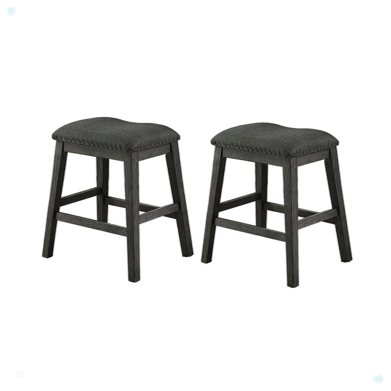 Set Of Dache Counter Height High Bar Stools, Dark Gray/Black