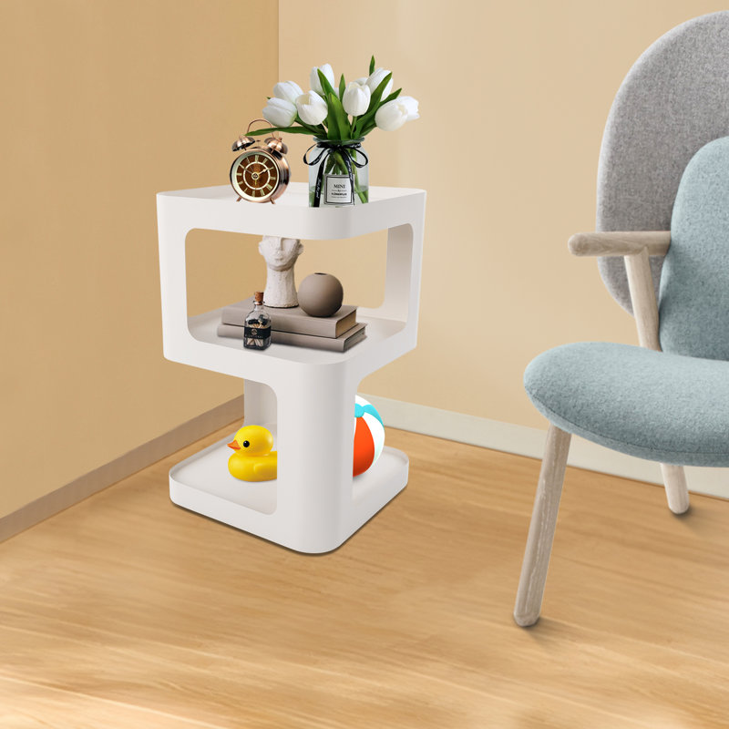 Table de bout en acier Bertile, Blanc