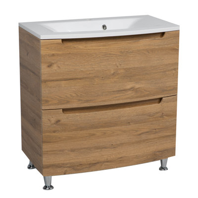 Meuble-lavabo mural moderne avec lavabo | Panneau de fibres à densité moyenne non toxique et ignifuge 12L + 23 + 12R-Omega Collection R-Line 40 po