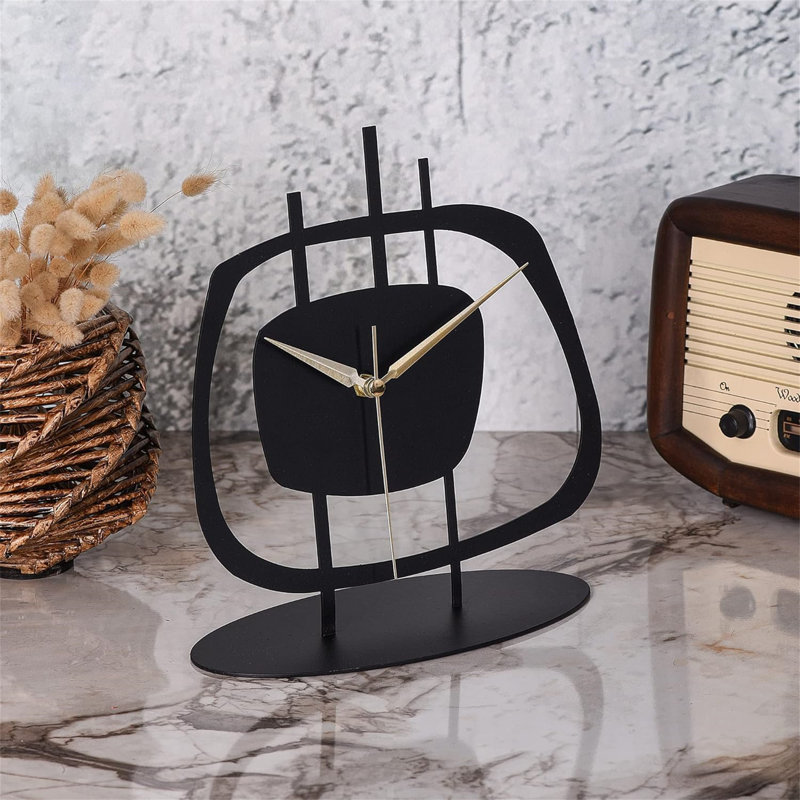 Analogue Metal Mechanical Tabletop Clock Black