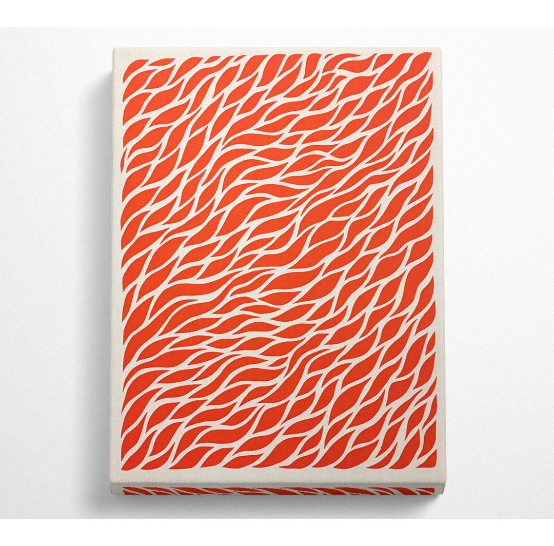 Lino Red Waves - Wrapped Canvas Kunstdrucke