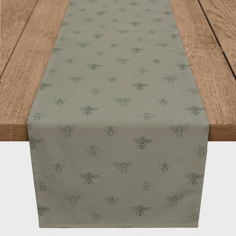 Rectangular Floral Table Runner, 90" x 16", Green