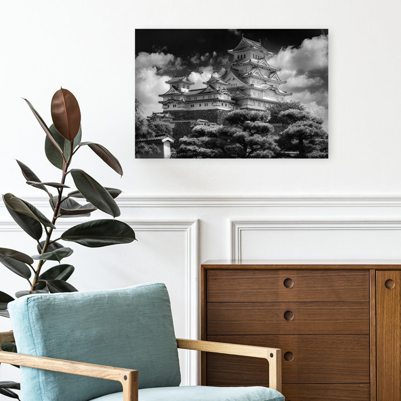 «Majestic Japanese Castle Dramatic Serene Traditional Architecture Landscape», reproduction d'art mural, H 16 po x l 24 po