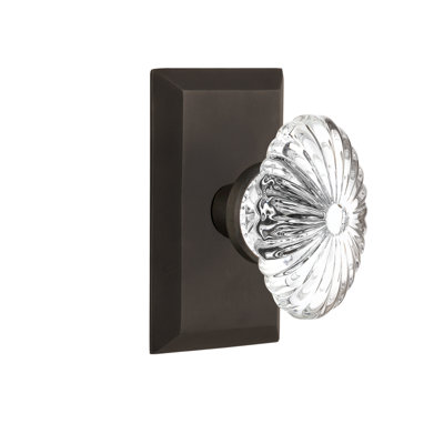 Plaque de studio avec bouton de porte ovale en cristal cannelé