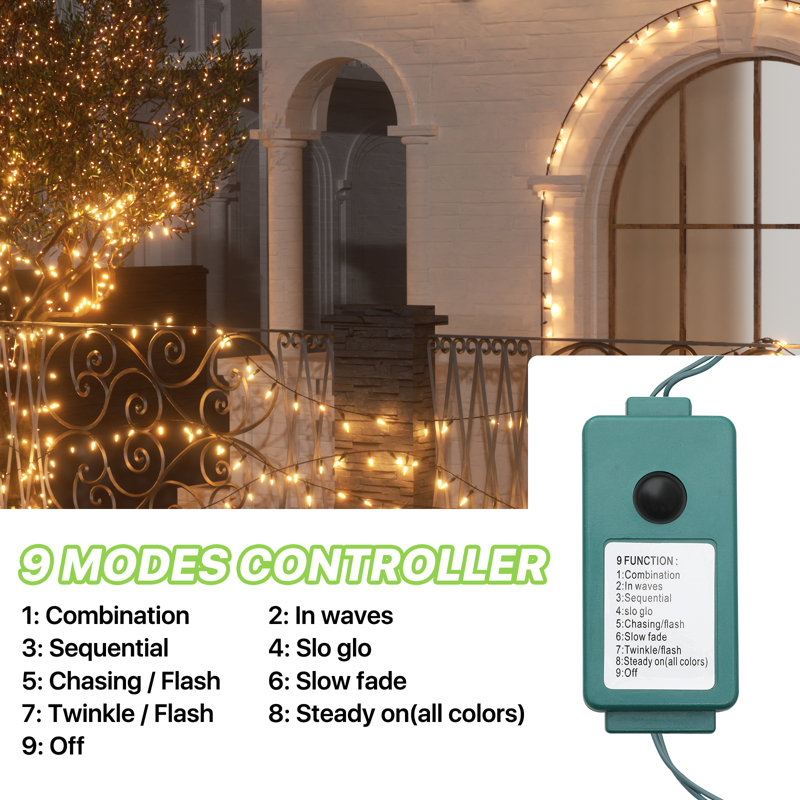 900" Halloween & Christmas 200-Bulb Plug-in LED String Lights, Outdoor Waterproof, Reusable, Orange