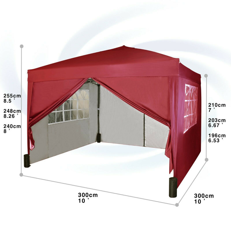 Jarrow 3m x 3m Steel Pop-Up Gazebo, Red