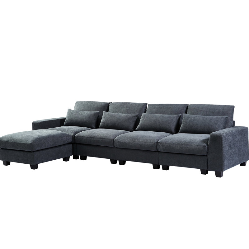 Canapé modulaire en L avec méridienne réversible - Chenille gris foncé Endurance, H 31,62 po x l 132,48 po x P 73,05 po