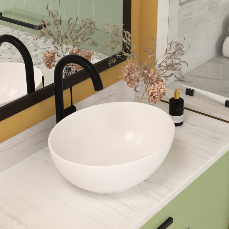 Lavabo de salle de bain vasque ovale moderne en céramique blanche 16 x 13 pouces Modern - option de mise à niveau tendance pour les espaces de bain