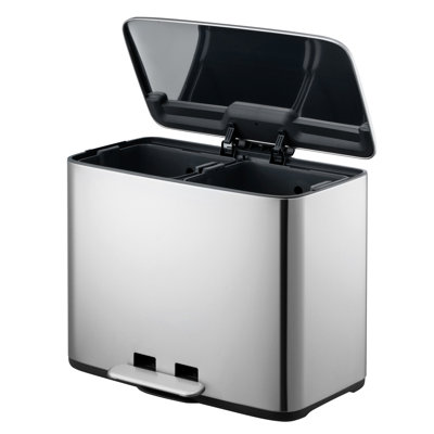 9.5 Gallon Rectangular Step-On Recycling Trash Can with Two 4.75 Gallon Compartments
