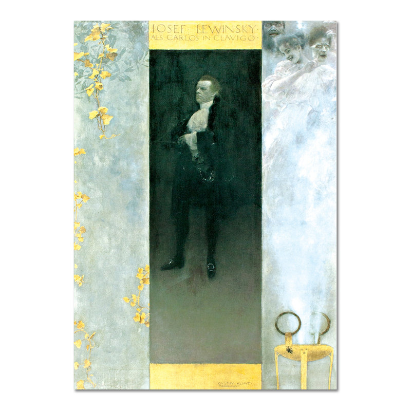 Portrait of actor Josef Lewinsky by Gustav Klimt - Unframed Painting, 95cm H x 65cm W