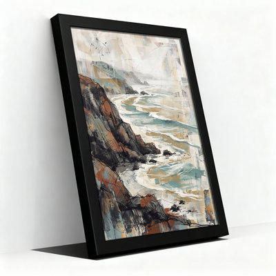 Abstract Rust and Teal Coastal Cliffs Canvas Wall Art