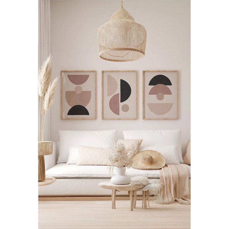 Ensemble de 3 peintures élégantes encadrées décoratives, 12,9 po x 18,9 po | Cadre 100% bois massif (épaisseur: 0,8 pouce), œuvre d'art 100% MDF | Impression numérique éclatante, parfaite pour la décoration de salon et de bureau