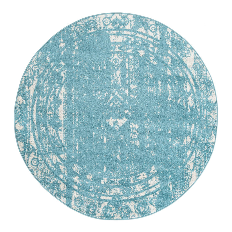 Tapis Lennon bleu clair, Rond 6 pi 1 po