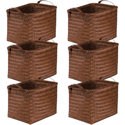 Handwoven Laundry Hamper Basket With Vegan Leather Handles, Large Woven Storage Bin For Blankets, Clothes, Toys, And Home Organization