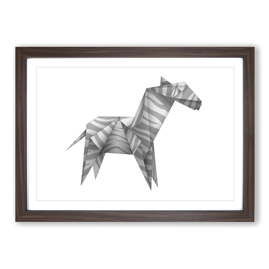 'Origami Zebra' Framed Graphic Art