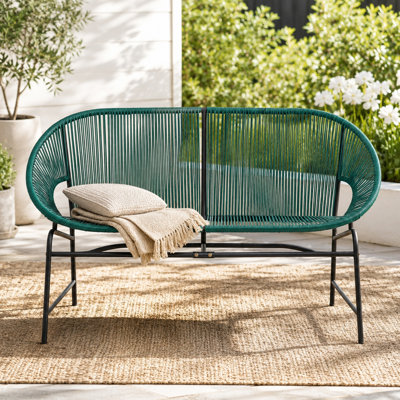 Azyketh 52" Wicker Patio Loveseat with Metal Frame