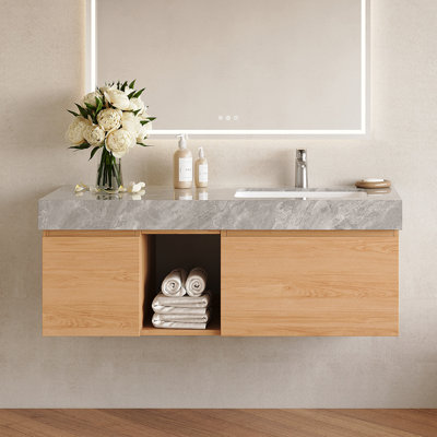 48" Wood Single Bathroom Vanity with Sink and Storage Cabinet
