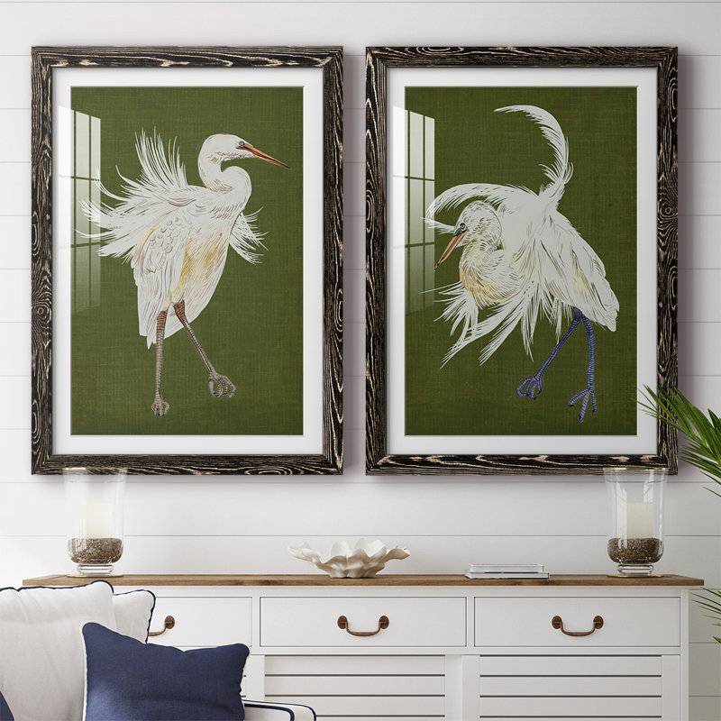 Heron Plumage I-Premium, reproduction encadrée - prête à être accrochée, H 31,5 po x l 88 po x P 1,5 po, Noir
