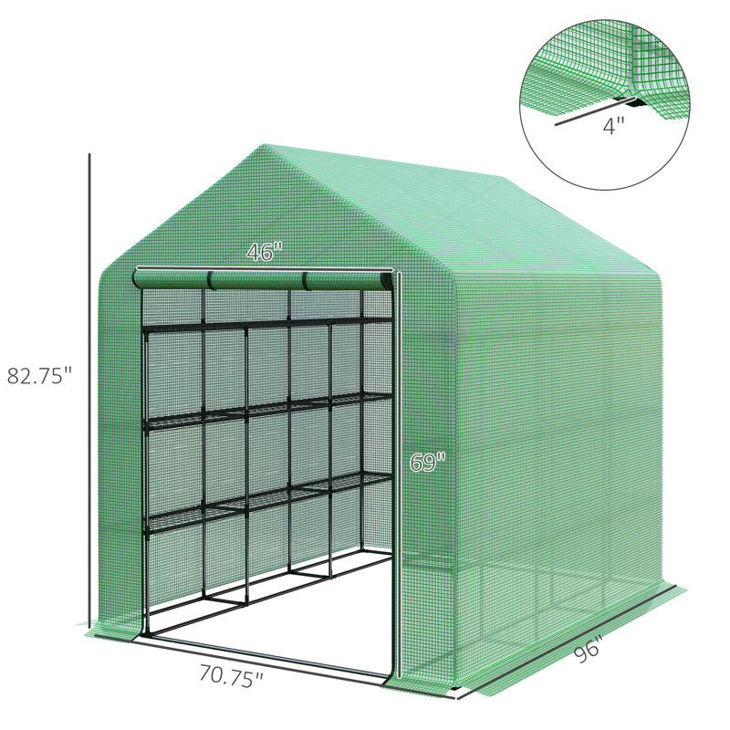 Outdoor Plant Nursery Greenhouse With 18 Shelves - Block , From Wind And Rain Walk-In For Outdoors Sun Damage, Shelves, Ideal Shelter