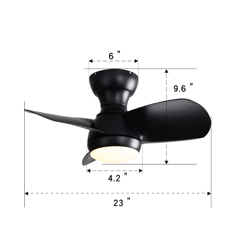 Ventilateur de plafond 23 po avec lumières DEL Kyleon, Noir, Noir