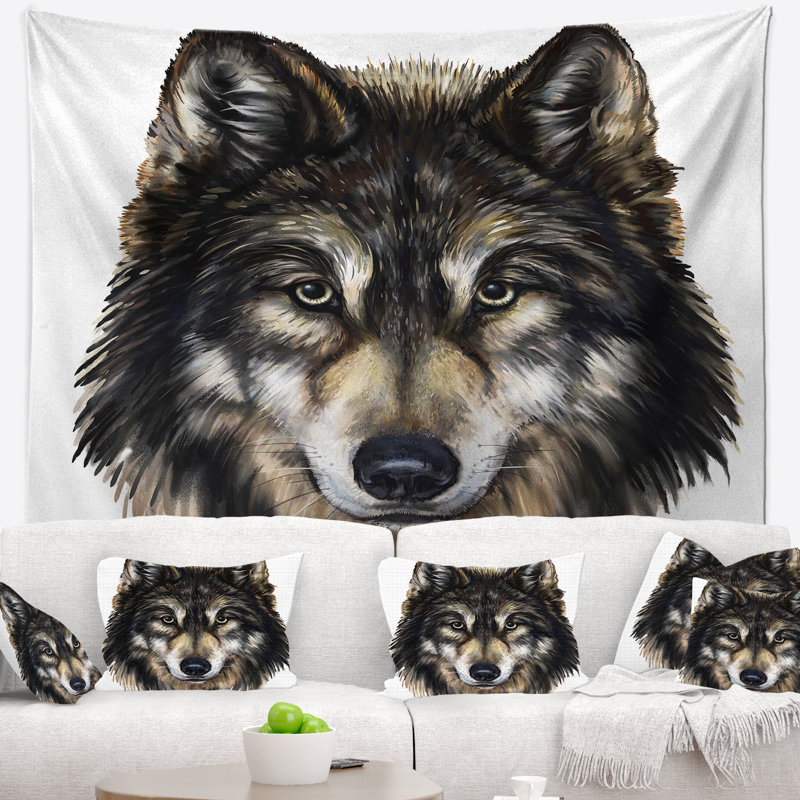 Tête de loup Animal, H 68 po x l 80 po