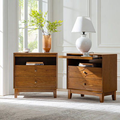 Arturo Modern 3-Drawer 28 In. W End Table with Type-C and USB Ports Set of 2