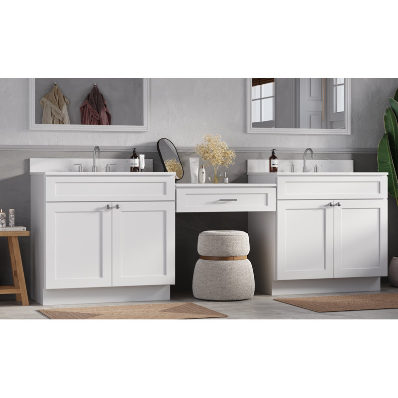 103'' Double Bathroom Vanity with Quartz Top, White
