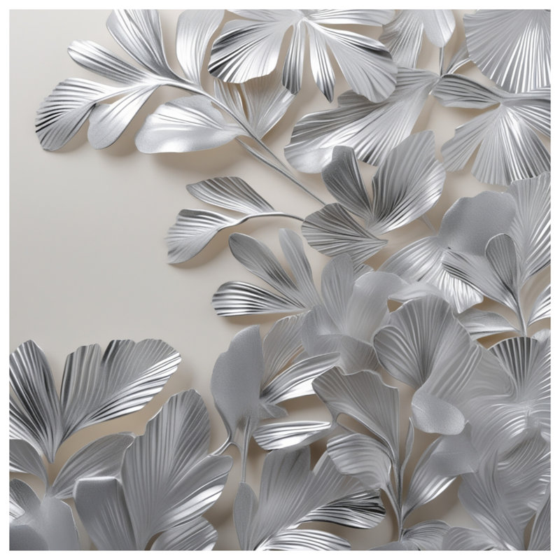 Tapis de bain argenté à feuilles métalliques, L 34 po x L 21 po