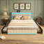 Upholstered Double Bed Frame With 4 Storage Drawers And Headboard, Platform Bed With LED And Charging Station, No Mattress, (Linen)-599167536-599167549