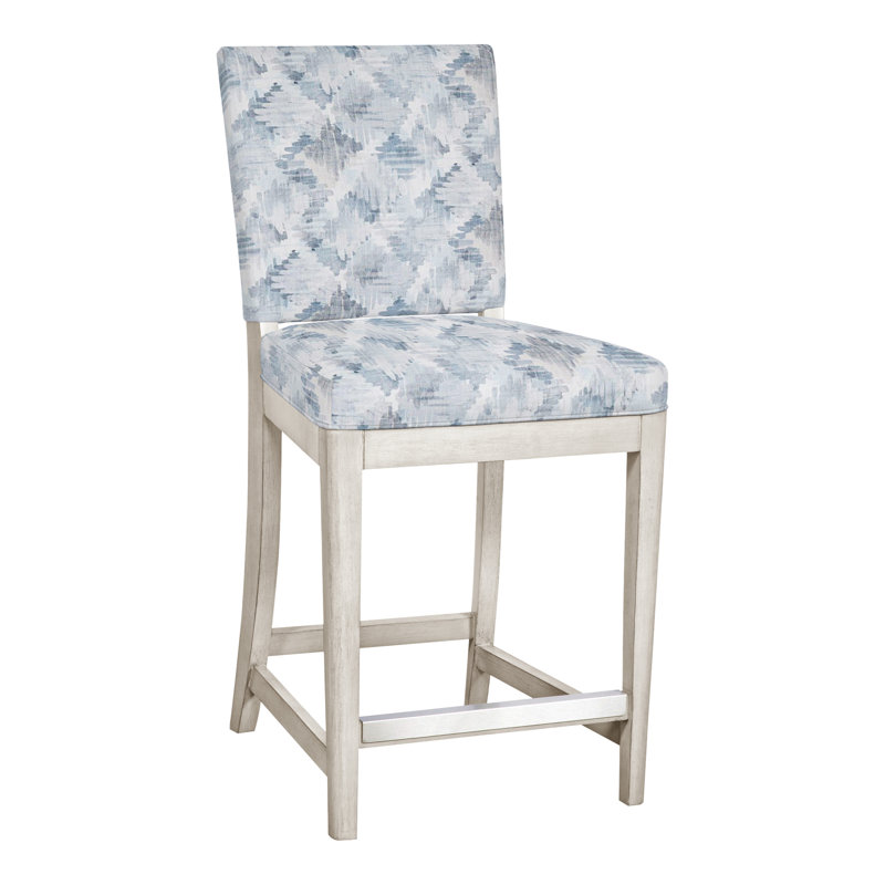 Juliet Upholstered Bar Stool with Solid Wood Frame, Ian Lagoon, Casa Blanca
