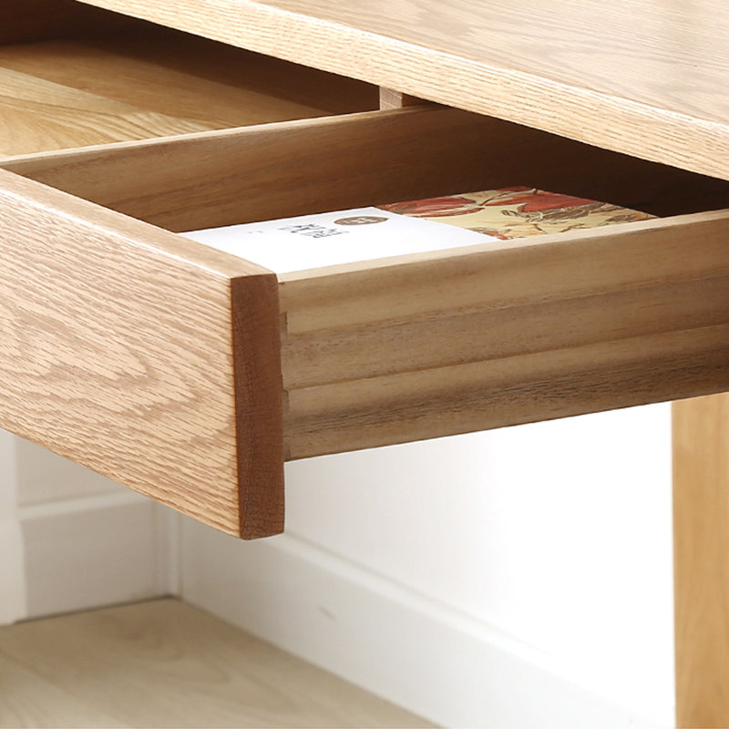 Simple Log Style Rectangular Oak Computer Desk, 29.52" H x 55.11" W x 25.59" D