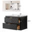 Meuble-lavabo simple mural de 30 po, entièrement lavable, lavabo en céramique nettoyable, tiroirs spacieux, conception étagée, bois massif forgé à haute température +