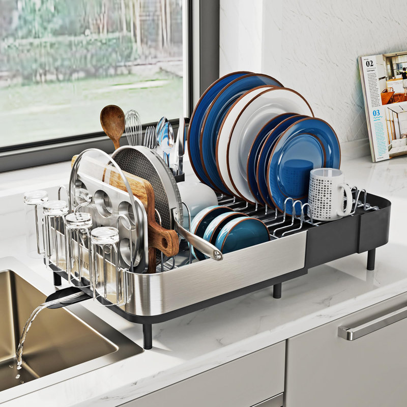 Égouttoir à vaisselle extensible, supports polyvalents pour casseroles et poêles, égouttoir de cuisine peu encombrant, égouttoirs à vaisselle