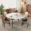 Champale Extendable Round Stone Top Dining Table with Iron Base-1657638857