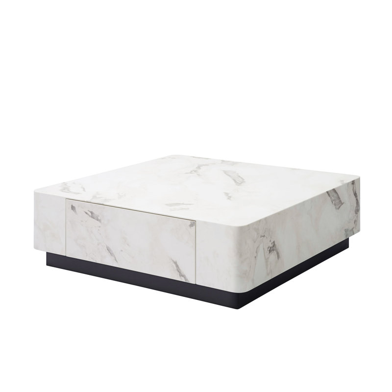 Fritzy Square Coffee Table In White Engineered Stone