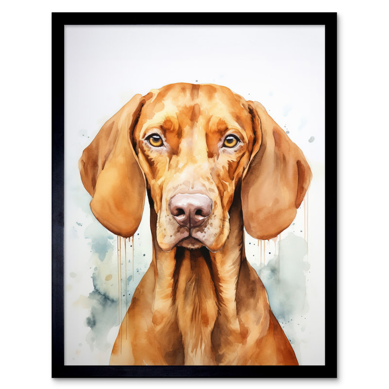 Hungarian Vizsla Dog Soft Watercolour - Single Picture Frame Print