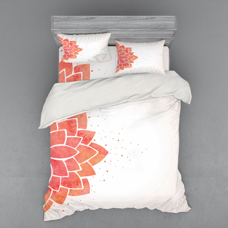 Ensemble de housse de couette éclectique Coral Pale / Peach Microfiber, Housse de couette grand + 3 pièces supplémentair