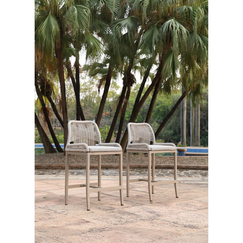 Tabourets de bar confortables pour le patio, corde intérieure en aluminium moderne pour l'intérieur et l'extérieur