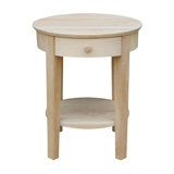 Solid Wood End Table with Storage