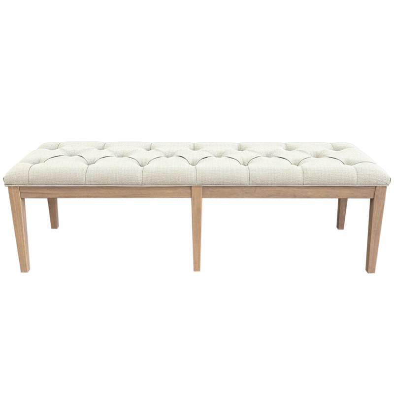 Lux Home Upholstered Bench - French Contemporary Designer Style, Rubber Wood Frame & Premium Linen | Foot Of Bed, Living Room Accent Or Entryway Seat (Beige, 62" W)