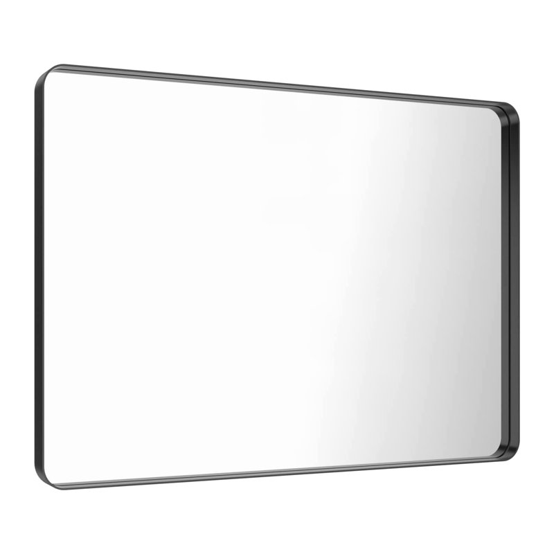 Raven Series Black Metal Framed Mirror, 48" x 36"