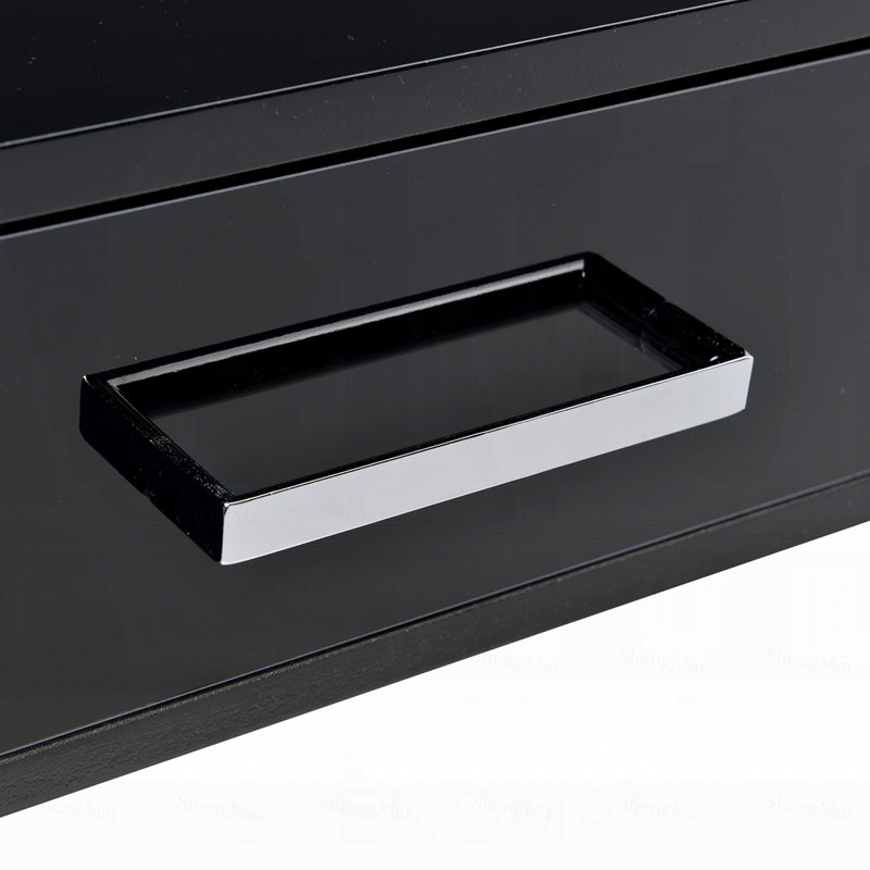 Bureau d'écriture noir à 2 tiroirs noir brillant