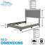 Lit plateforme en lin Boyd Sleep Milan | Tête de lit réglable | Structure en bois | Capacité de 700 lb | Style campagnard moderne-1852303860-1852303858